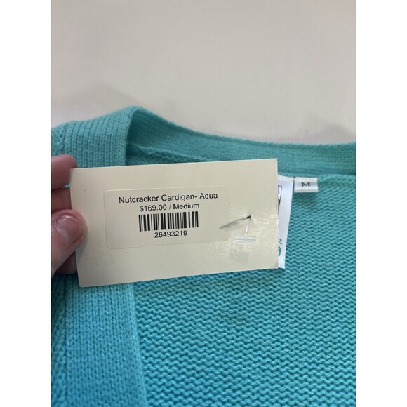 Queen of Sparkles Nutcracker Sequin Cardigan Sweater Teal Button Front – Medium - Picture 5 of 13